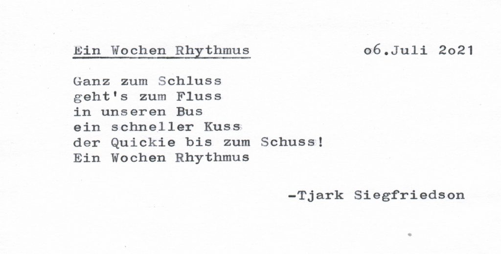 Gedicht, Wochenrhythmus