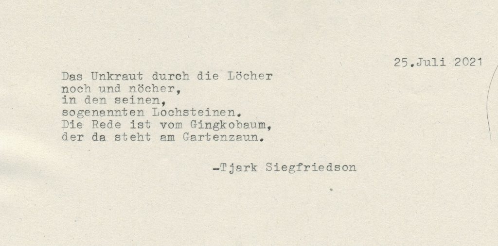 Gedicht über Ginkgo, Lochsteine und Unkraut