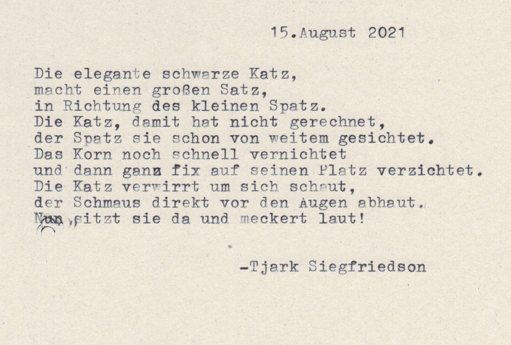 Gedicht über eine elegante schwarze Katz