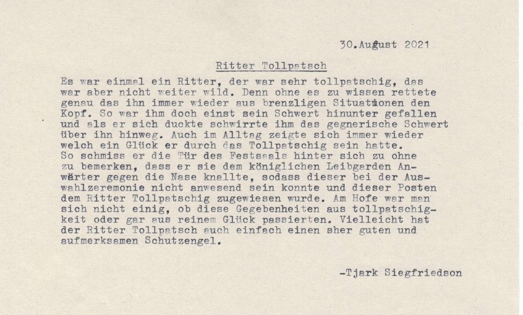 Eine Kurzgeschichte über einen tollpatschigen Ritter